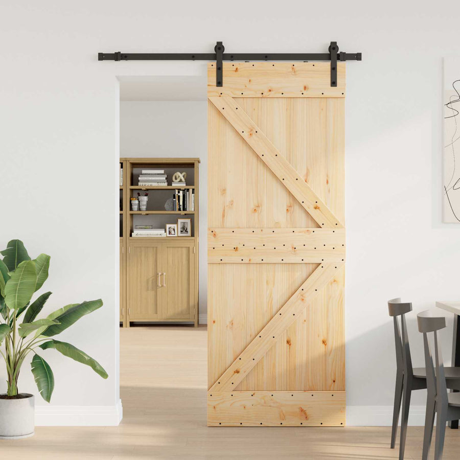 Schuifdeur NARVIK Naturel en Zwart 80 x 210 cm (152,5 cm)