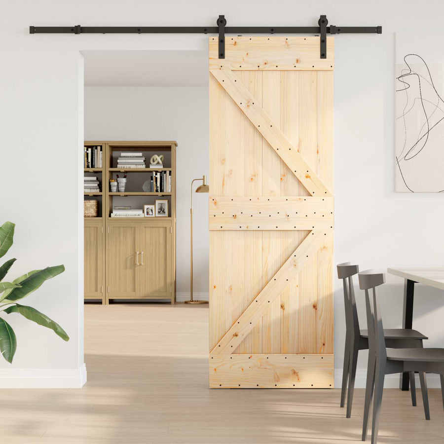 Schuifdeur NARVIK Naturel en Zwart 70 x 210 cm (213,5 cm)