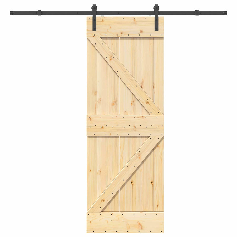 Schuifdeur NARVIK Naturel en Zwart 70 x 210 cm (213,5 cm)