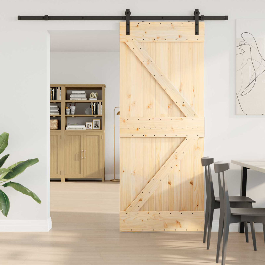 Schuifdeur NARVIK Naturel en Zwart 85 x 210 cm (213,5 cm)