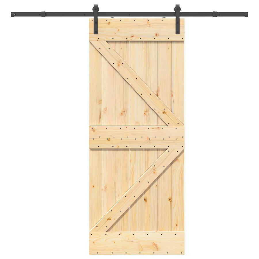 Schuifdeur NARVIK Naturel en Zwart 85 x 210 cm (213,5 cm)
