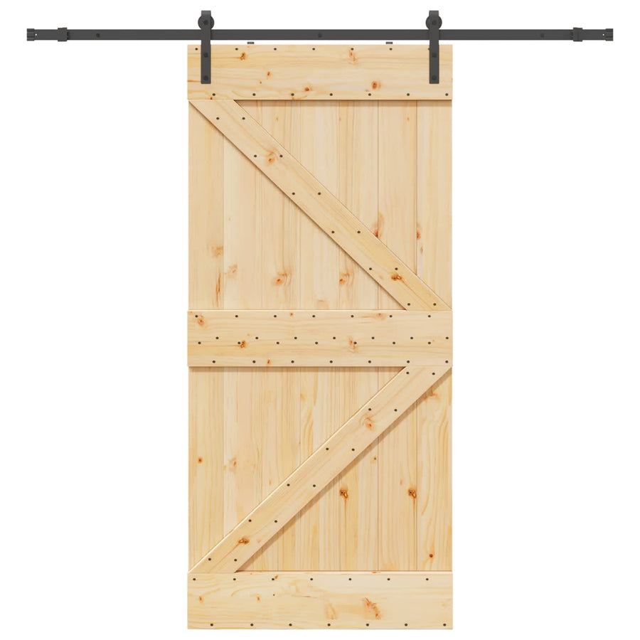 Schuifdeur NARVIK Naturel en Zwart 80 x 210 cm (213,5 cm)