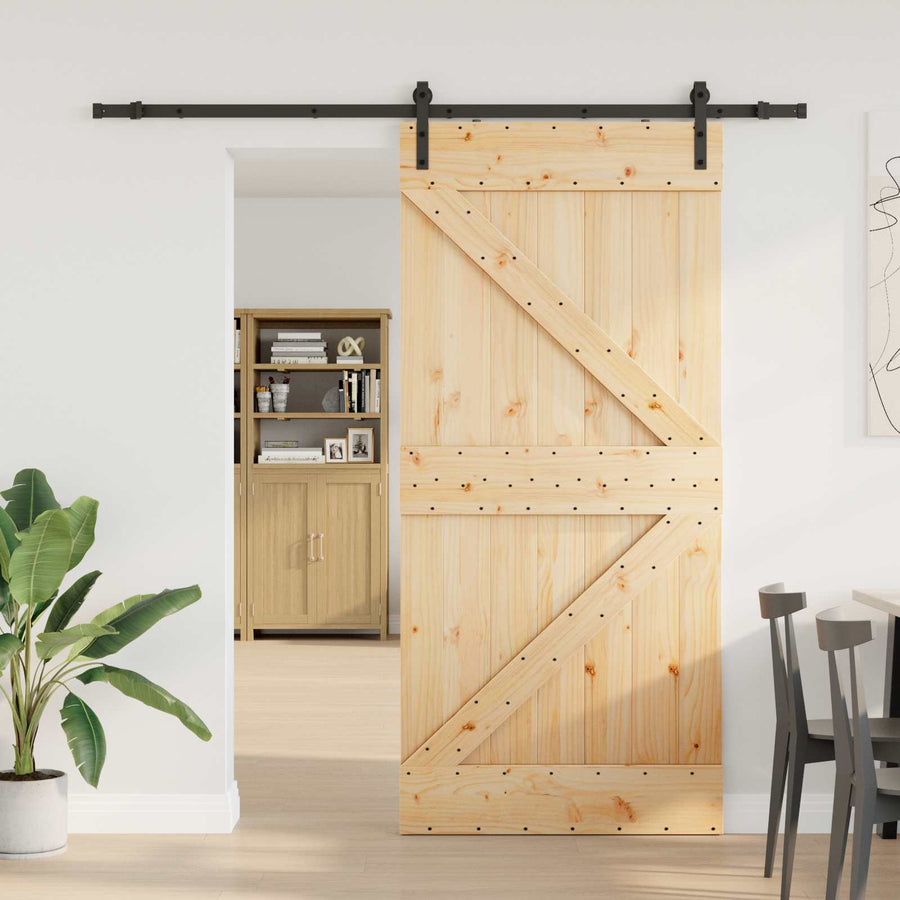Schuifdeur NARVIK Naturel en Zwart 100 x 210 cm (213,5 cm)