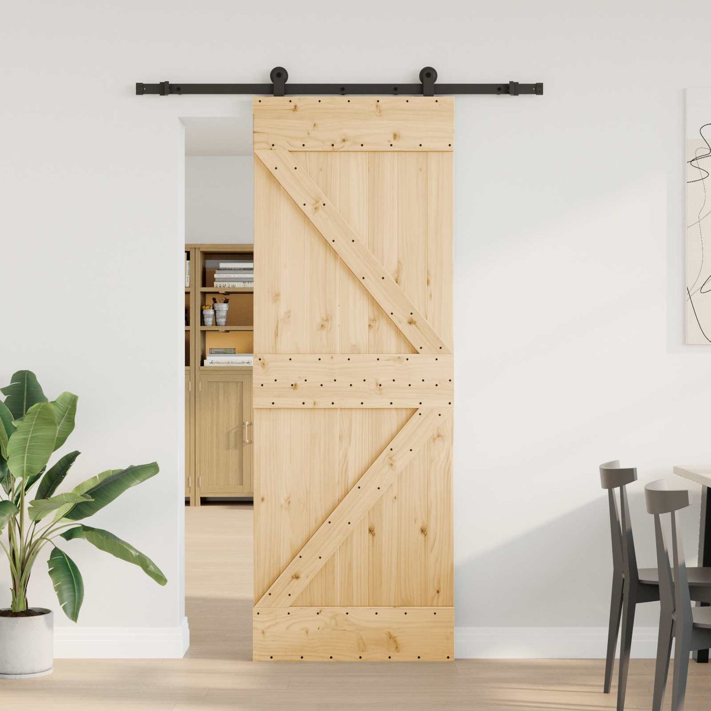 Schuifdeur NARVIK 70 x 210 cm (152,5 cm) Naturel en Zwart