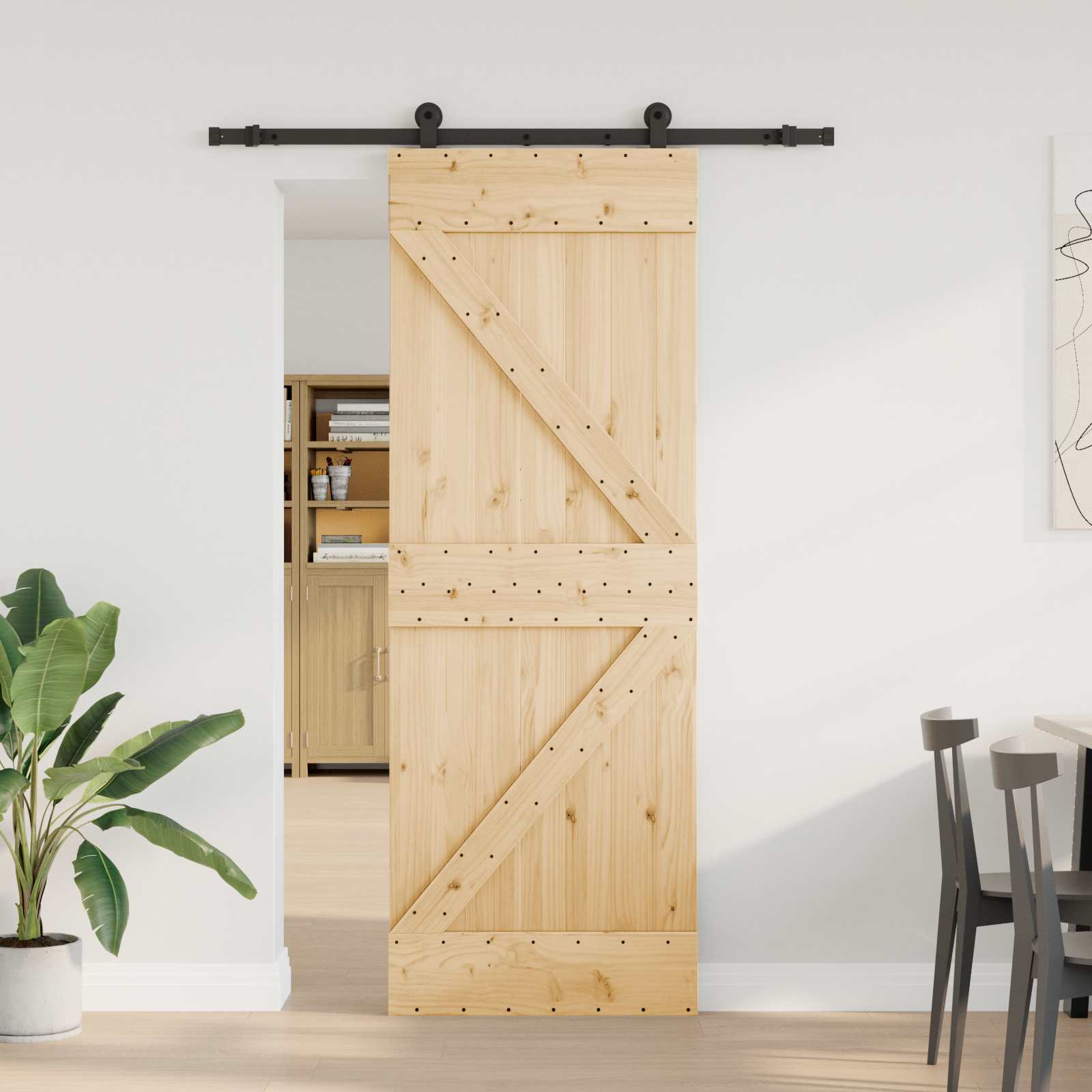 Schuifdeur NARVIK 70 x 210 cm (152,5 cm) Naturel en Zwart