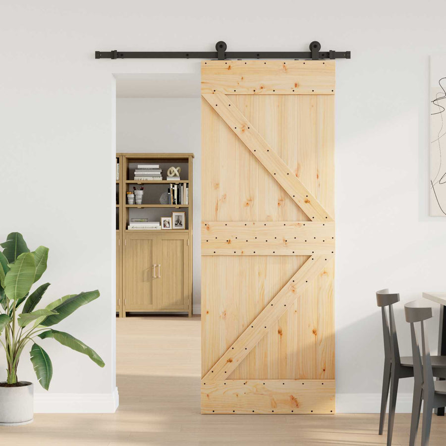 Schuifdeur NARVIK 80 x 210 cm (152,5 cm) Naturel en Zwart