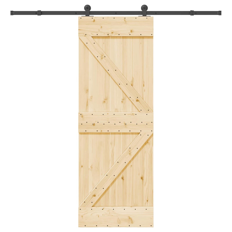 Schuifdeur NARVIK Naturel en Zwart 70 x 210 cm (213,5 cm)