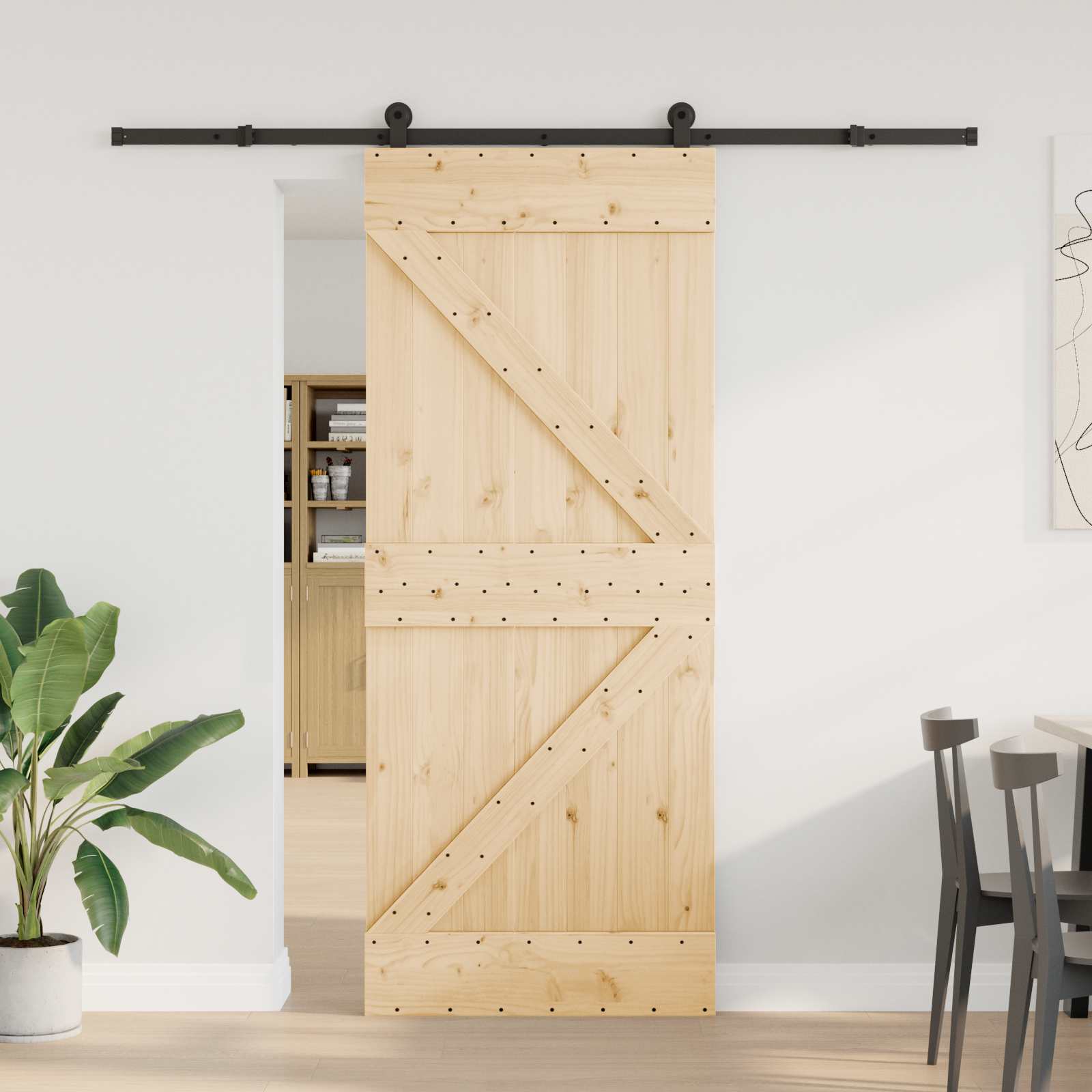 Schuifdeur NARVIK Naturel en Zwart 85 x 210 cm (213,5 cm)