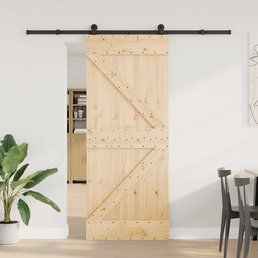 Schuifdeur NARVIK Naturel en Zwart 85 x 210 cm (213,5 cm)