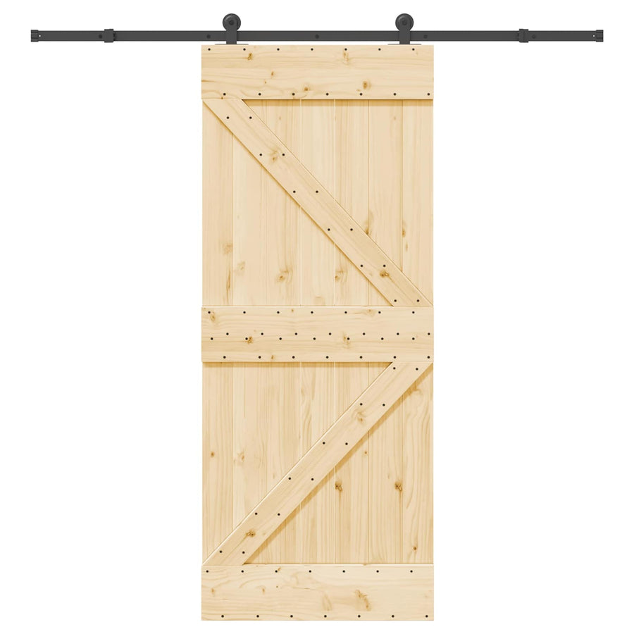 Schuifdeur NARVIK Naturel en Zwart 85 x 210 cm (213,5 cm)