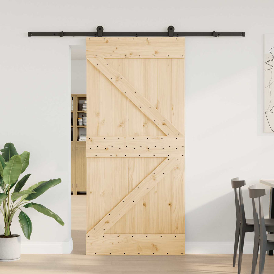 Schuifdeur NARVIK Naturel en Zwart 95 x 210 cm (213,5 cm)