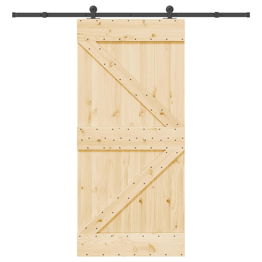 Schuifdeur NARVIK Naturel en Zwart 95 x 210 cm (213,5 cm)