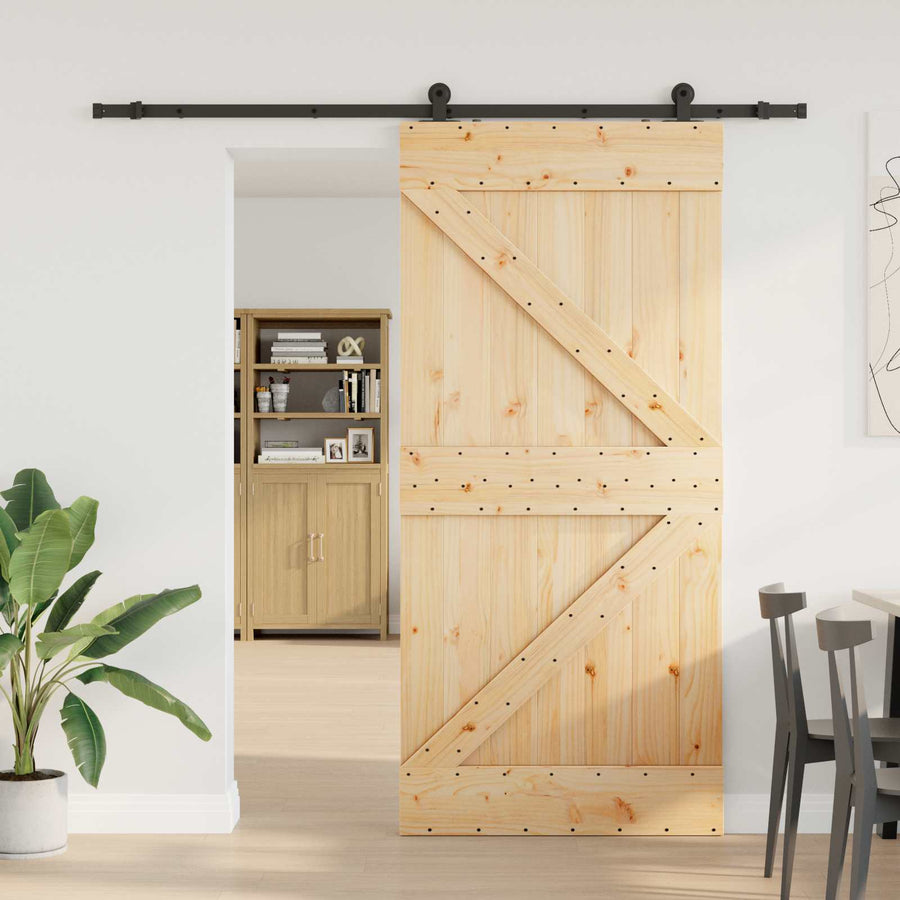 Schuifdeur NARVIK Naturel en Zwart 100 x 210 cm (213,5 cm)