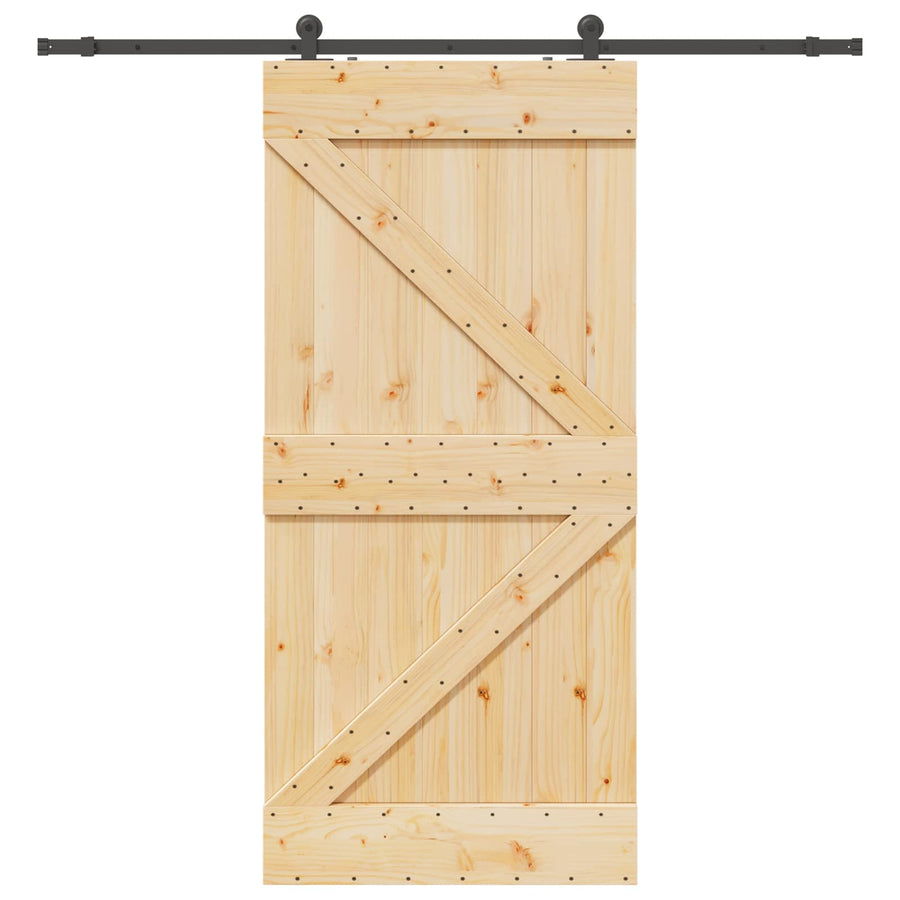 Schuifdeur NARVIK Naturel en Zwart 100 x 210 cm (213,5 cm)