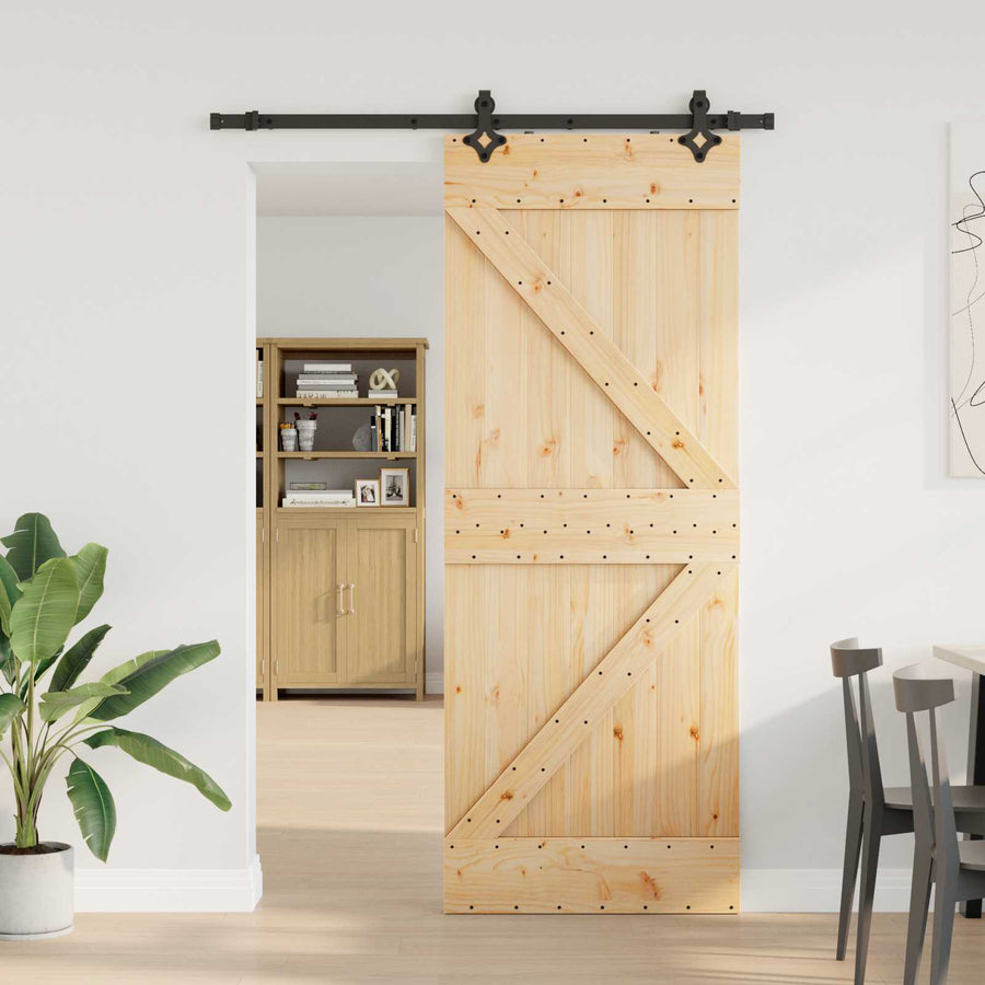Schuifdeur NARVIK Naturel en Zwart 80 x 210 cm (152,5 cm)