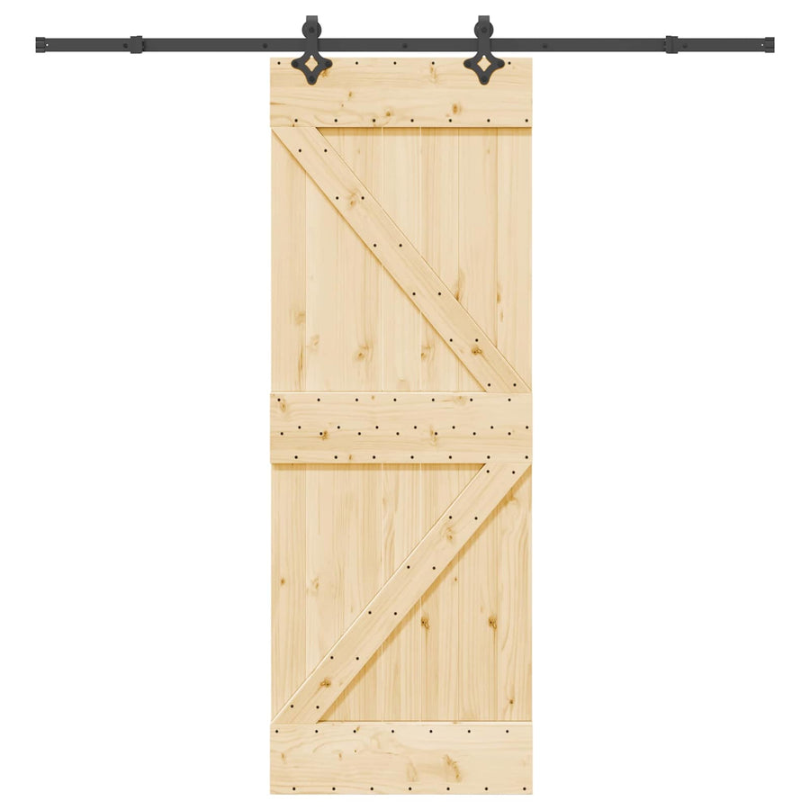 Schuifdeur NARVIK Naturel en Zwart 70 x 210 cm (213,5 cm)
