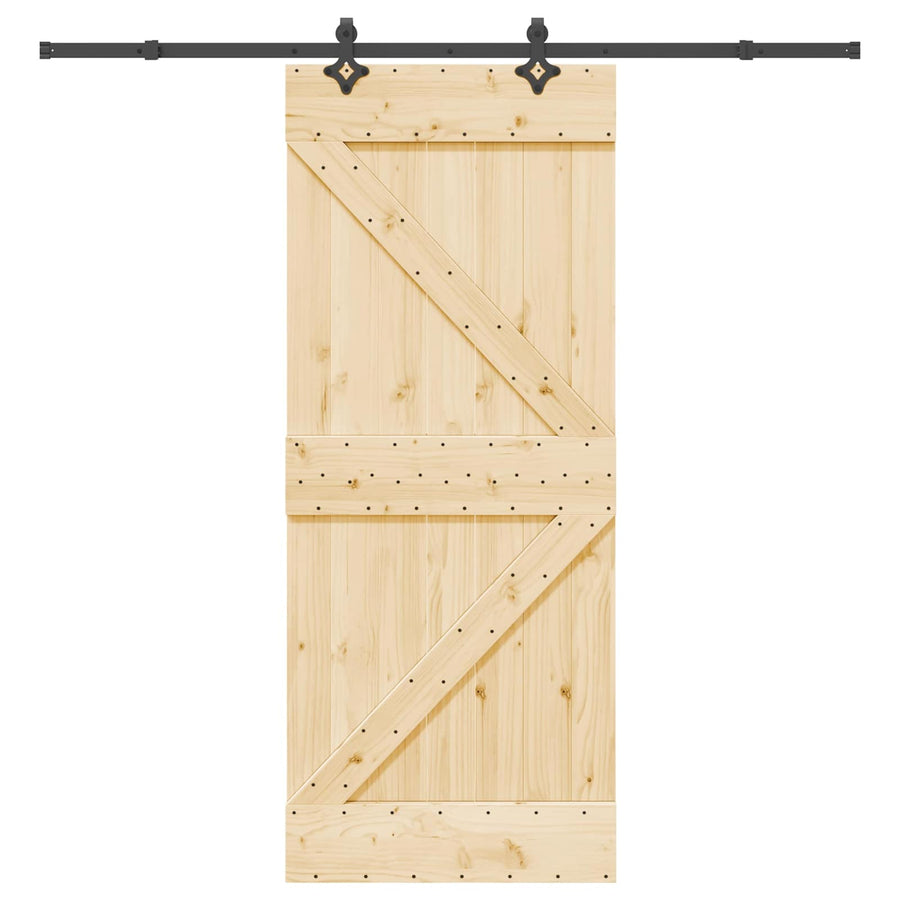 Schuifdeur NARVIK Naturel en Zwart 85 x 210 cm (213,5 cm)