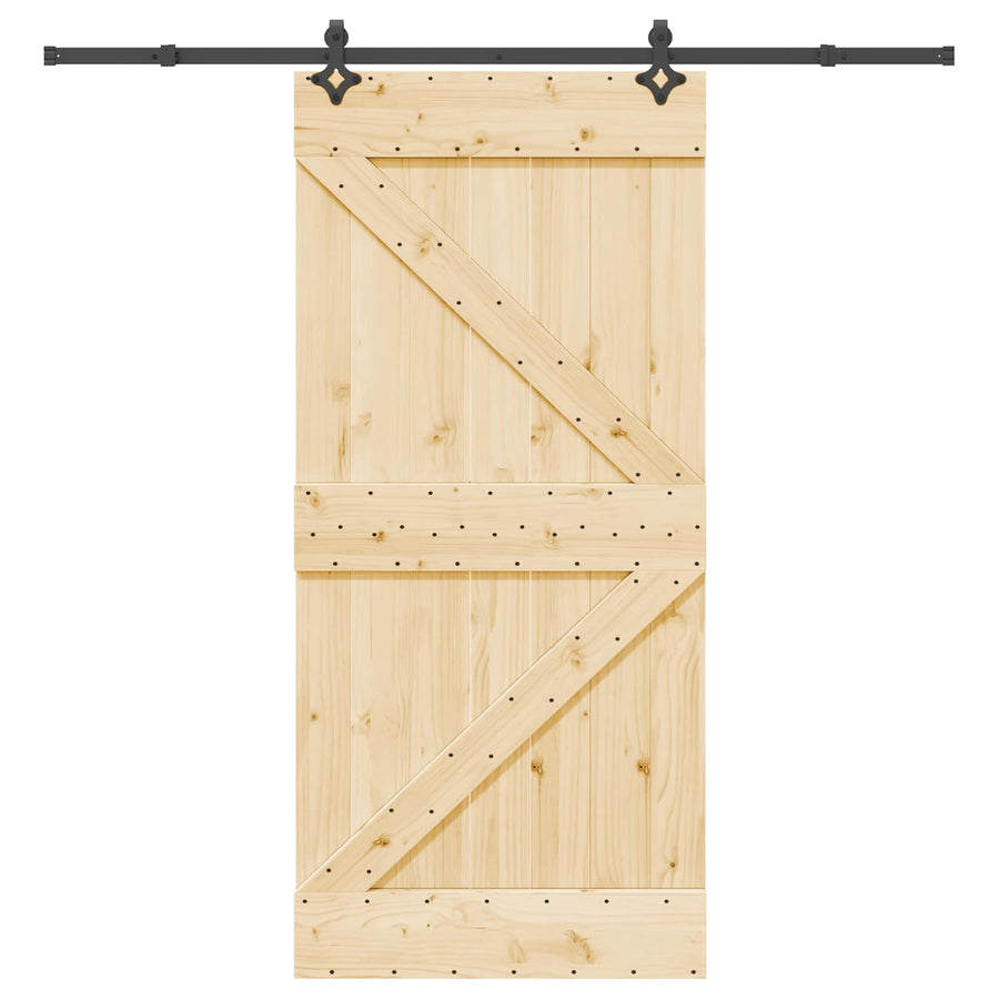 Schuifdeur NARVIK Naturel en Zwart 95 x 210 cm (213,5 cm)
