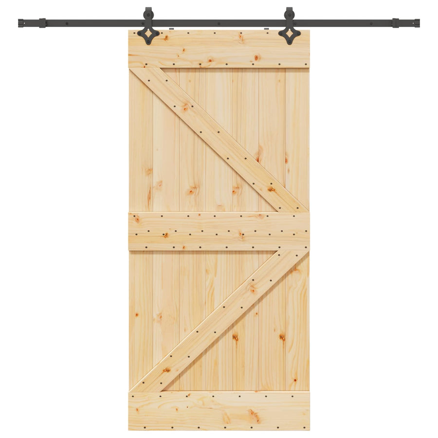 Schuifdeur NARVIK Naturel en Zwart 90 x 210 cm (213,5 cm)