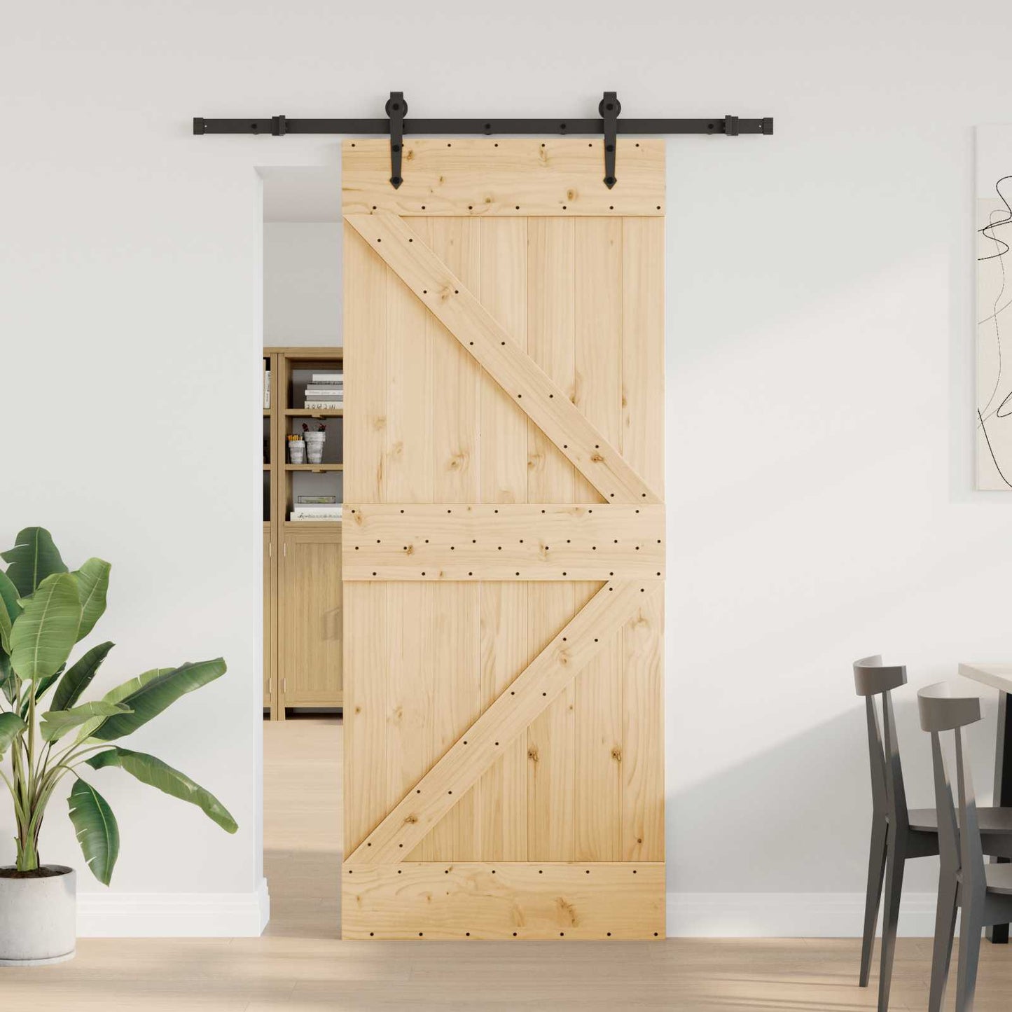 Schuifdeur NARVIK Naturel en Zwart 85 x 210 cm (152,5 cm)