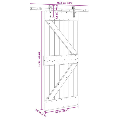 Schuifdeur NARVIK Naturel en Zwart 85 x 210 cm (152,5 cm)