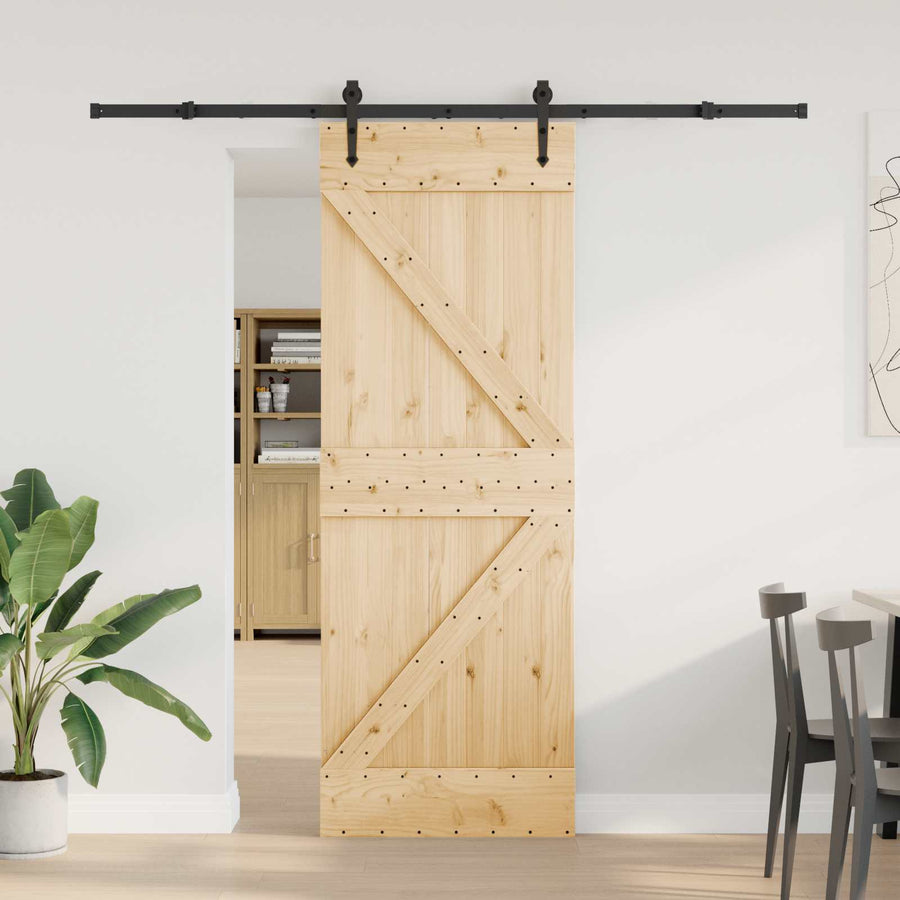 Schuifdeur NARVIK Naturel en Zwart 70 x 210 cm (213,5 cm)