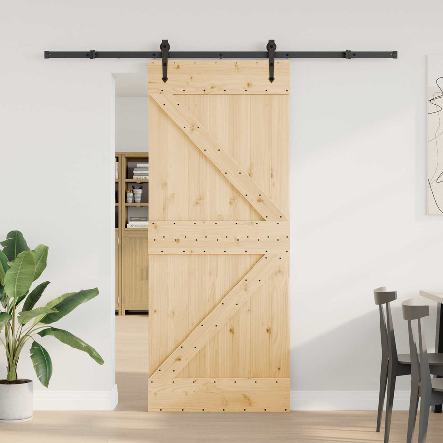 Schuifdeur NARVIK Naturel en Zwart 85 x 210 cm (213,5 cm)