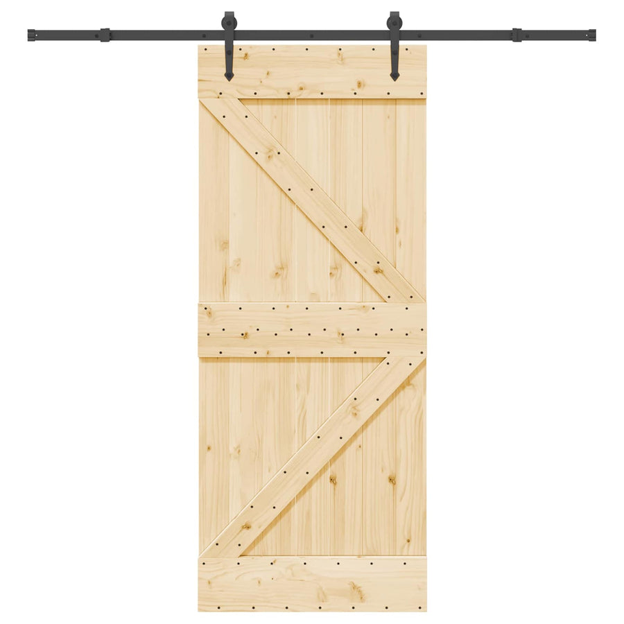 Schuifdeur NARVIK Naturel en Zwart 85 x 210 cm (213,5 cm)