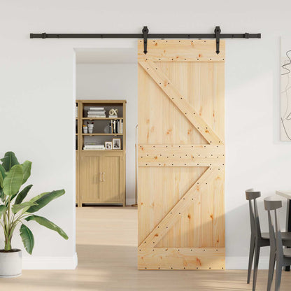 Schuifdeur NARVIK Naturel en Zwart 80 x 210 cm (213,5 cm)