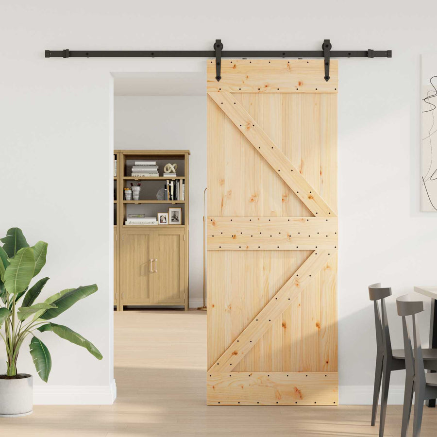 Schuifdeur NARVIK Naturel en Zwart 80 x 210 cm (213,5 cm)