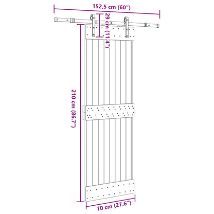 Schuifdeur NARVIK Naturel en Zwart 70 x 210 cm (152,5 cm)