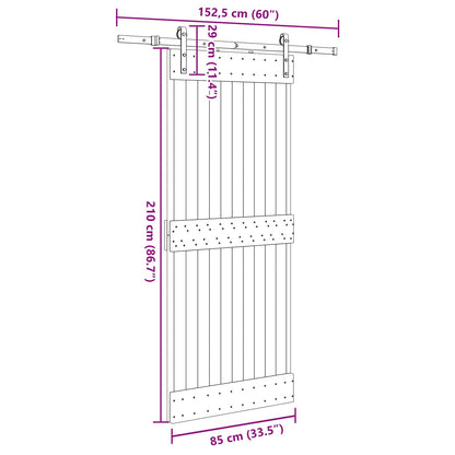 Schuifdeur NARVIK Naturel en Zwart 85 x 210 cm (152,5 cm)