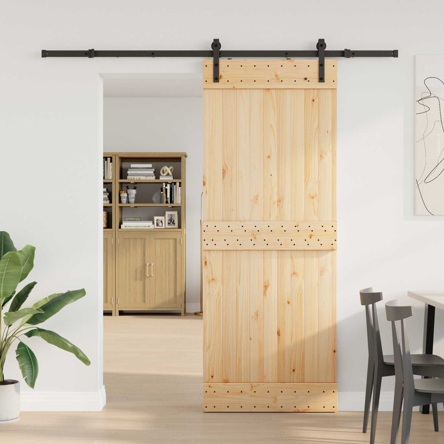 Schuifdeur NARVIK Naturel en Zwart 80 x 210 cm (213,5 cm)