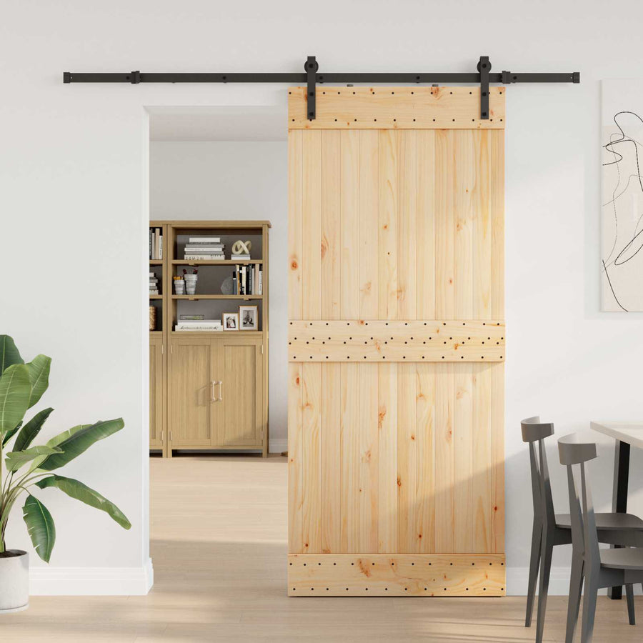 Schuifdeur NARVIK Naturel en Zwart 90 x 210 cm (213,5 cm)