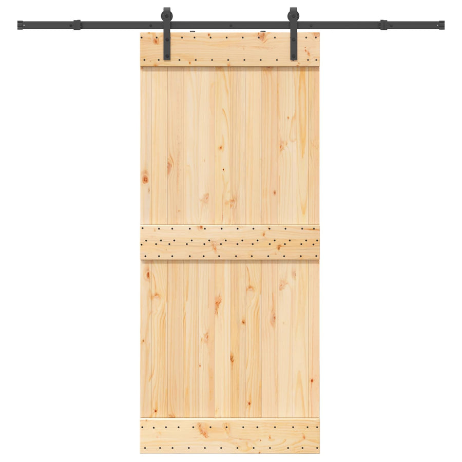 Schuifdeur NARVIK Naturel en Zwart 90 x 210 cm (213,5 cm)