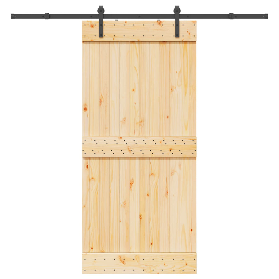 Schuifdeur NARVIK Naturel en Zwart 95 x 210 cm (213,5 cm)