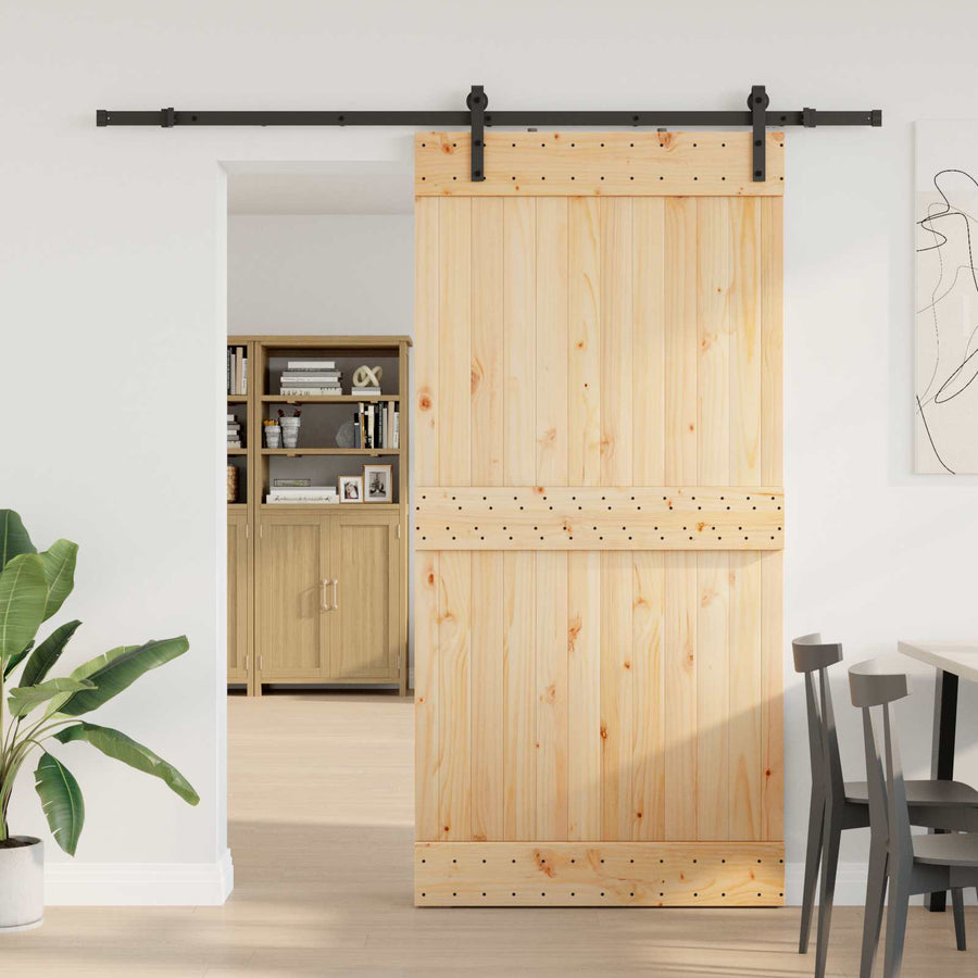 Schuifdeur NARVIK Naturel en Zwart 100 x 210 cm (213,5 cm)