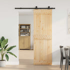 Schuifdeur 70x210 cm naturel zwart massief grenenhout staal