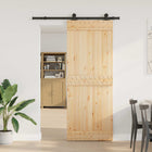Schuifdeur Narvik 80x210 cm naturel zwart massief grenenhout staal