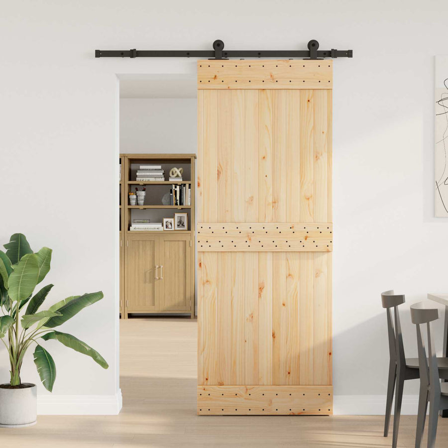 Schuifdeur NARVIK Naturel en Zwart 80 x 210 cm (152,5 cm)
