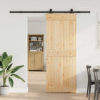 Schuifdeur Narvik 213,5x210 cm naturel zwart grenenhout staal