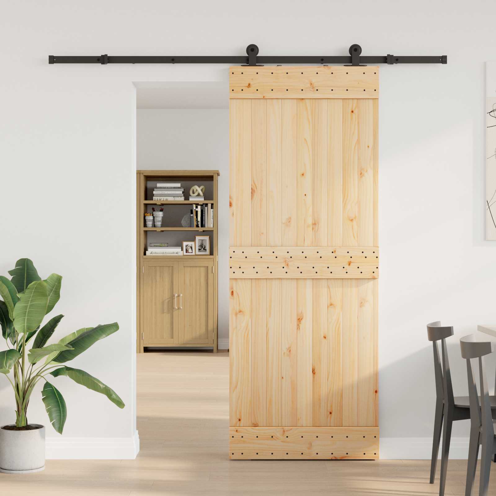 Schuifdeur NARVIK 80 x 210 cm (213,5 cm) Naturel en Zwart