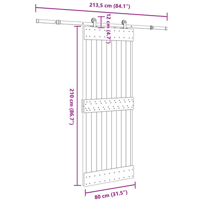 Schuifdeur NARVIK 80 x 210 cm (213,5 cm) Naturel en Zwart