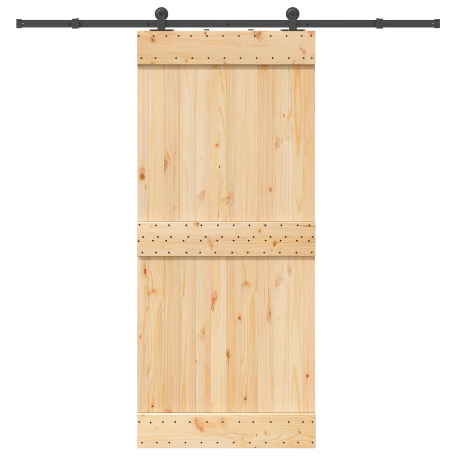 Schuifdeur NARVIK Naturel en Zwart 90 x 210 cm (213,5 cm)