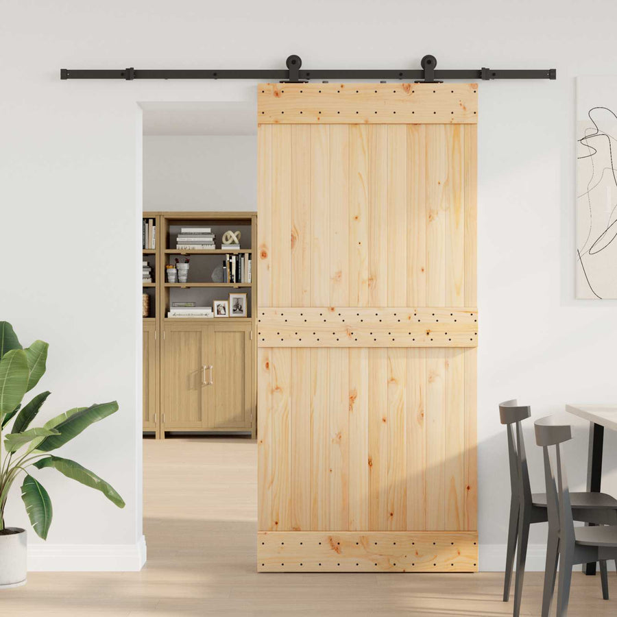Schuifdeur NARVIK Naturel en Zwart 95 x 210 cm (213,5 cm)