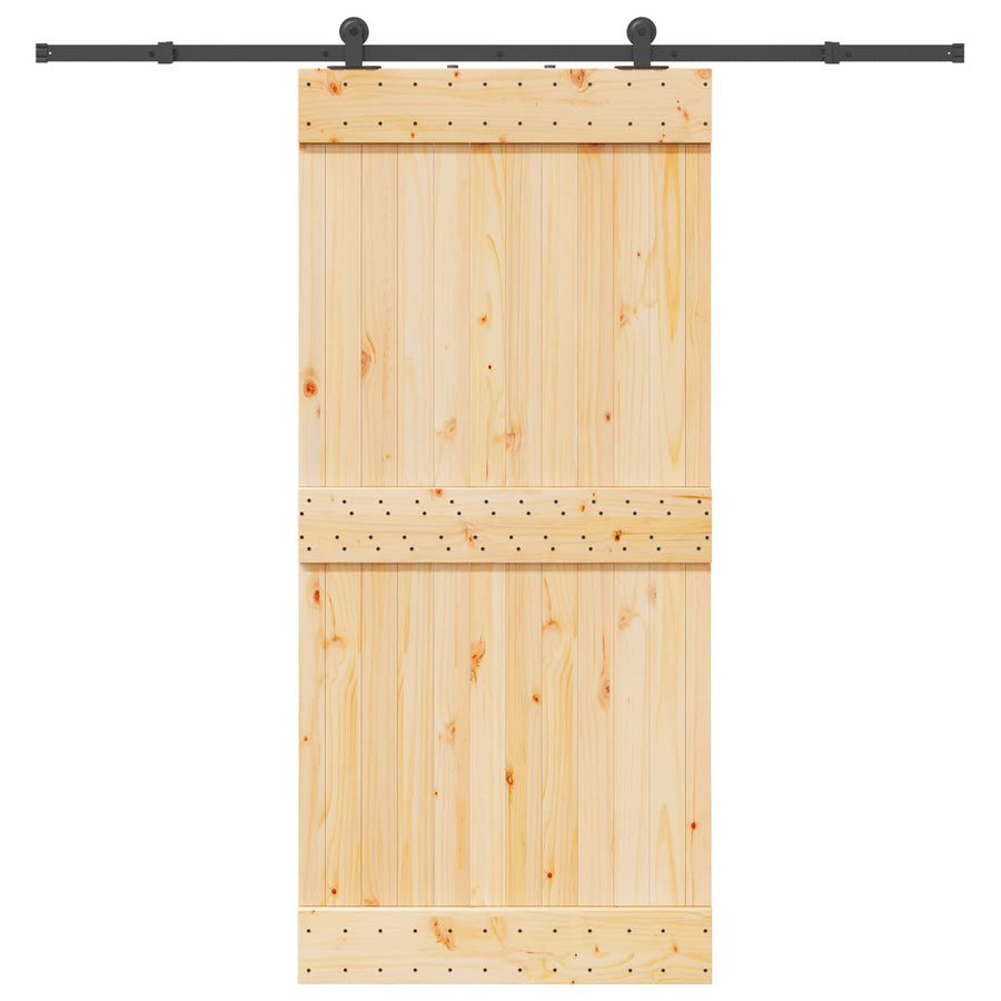 Schuifdeur NARVIK Naturel en Zwart 95 x 210 cm (213,5 cm)