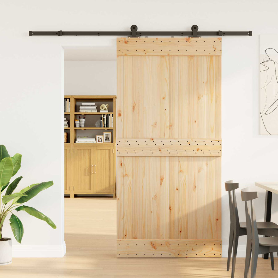 Schuifdeur NARVIK Naturel en Zwart 100 x 210 cm (213,5 cm)