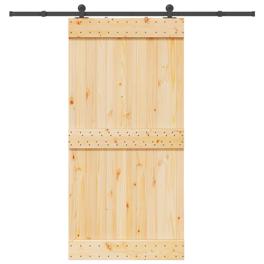 Schuifdeur NARVIK Naturel en Zwart 100 x 210 cm (213,5 cm)