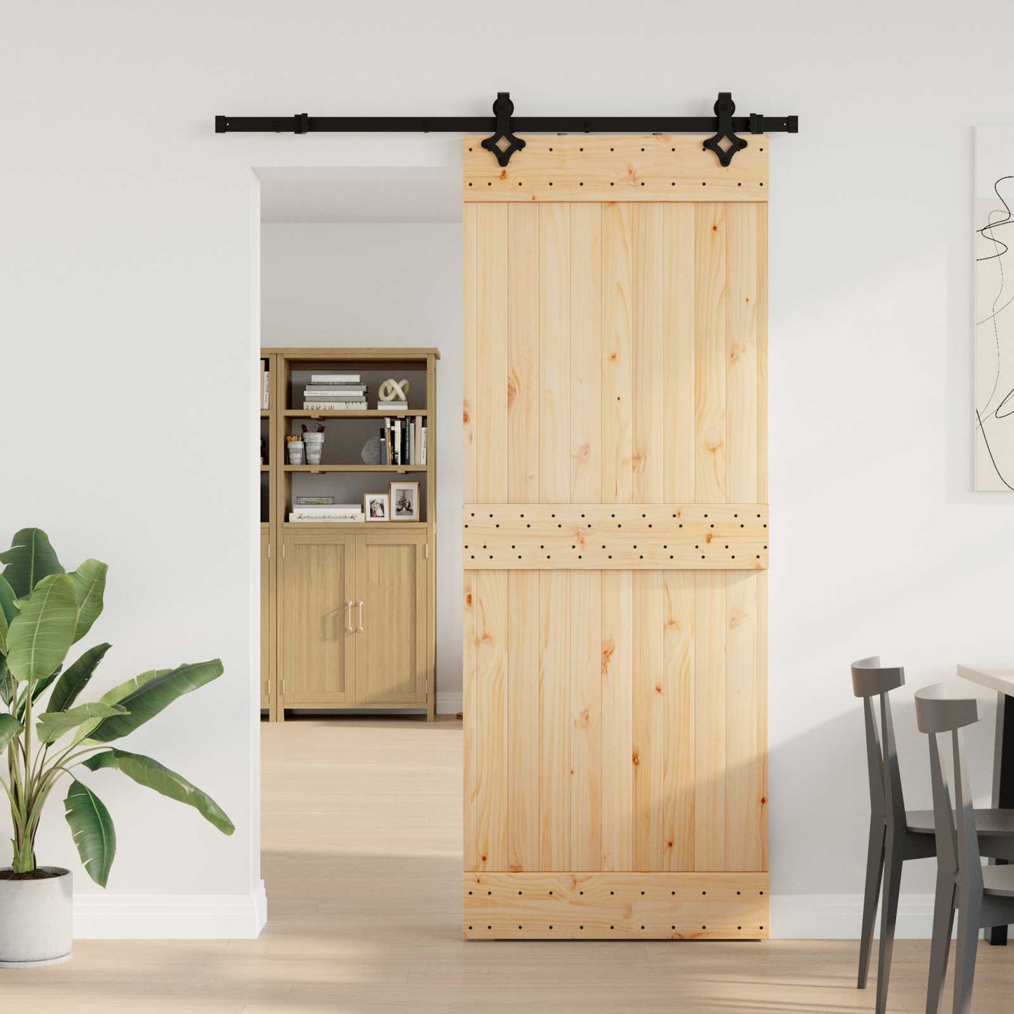 Schuifdeur NARVIK Naturel en Zwart 80 x 210 cm (152,5 cm)