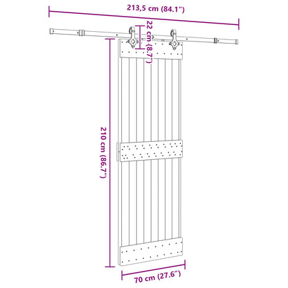 Schuifdeur NARVIK Naturel en Zwart 70 x 210 cm (213,5 cm)